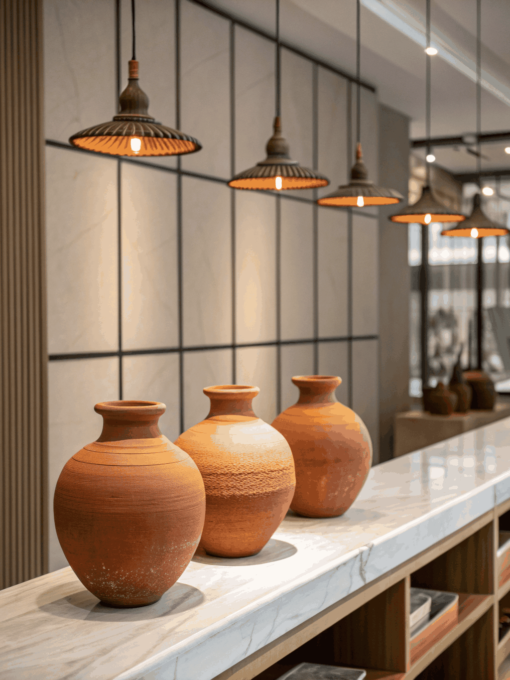 A collection of balanced ceramic bowls and pitchers
