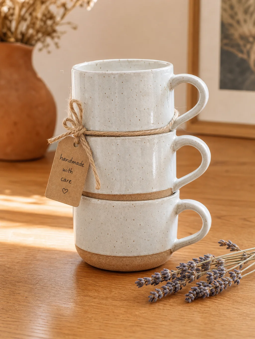 Ceramic mugs with various glaze finishes